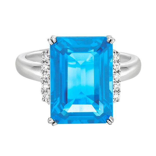 DeScenza Collection Diamond and Sky Blue Topaz Ring DeScenza Diamonds Boston, MA