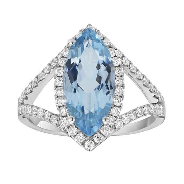 DeScenza Collection Diamond and Sky Blue Topaz Ring DeScenza Diamonds Boston, MA