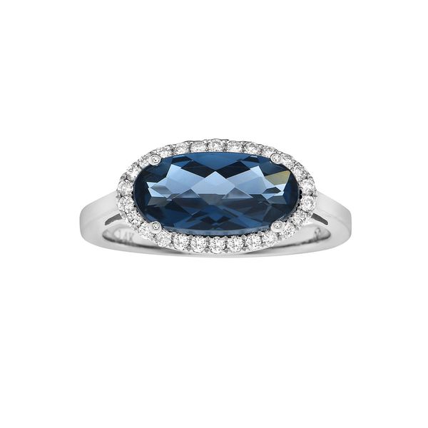 DeScenza Collection Diamond and London Blue Topaz Ring DeScenza Diamonds Boston, MA