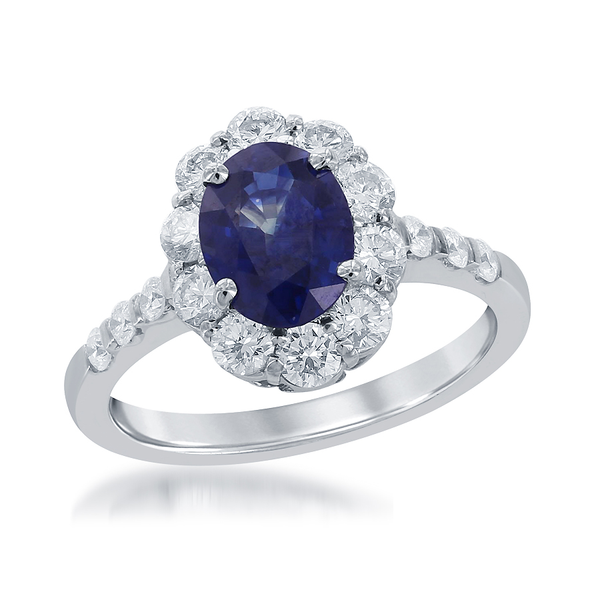 DeScenza Collection Diamond and Sapphire Ring DeScenza Diamonds Boston, MA
