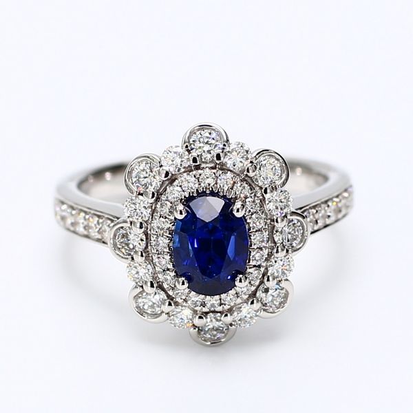 DeScenza Collection Diamond and Sapphire Ring DeScenza Diamonds Boston, MA