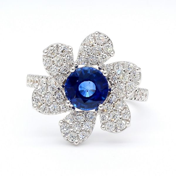 DeScenza Collection Diamond and Sapphire Ring DeScenza Diamonds Boston, MA