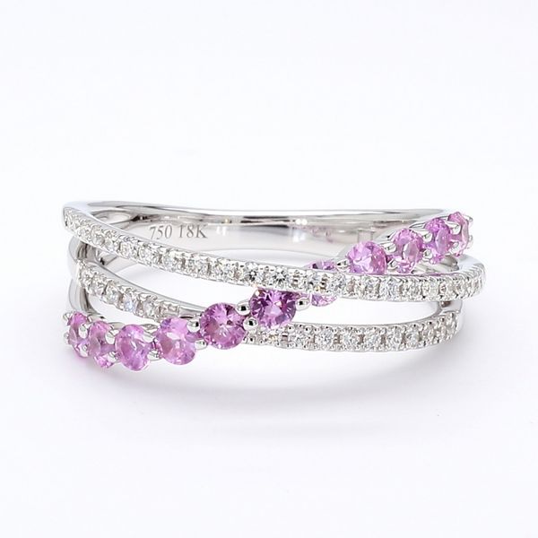 DeScenza Collection Diamond and Pink Sapphire Ring DeScenza Diamonds Boston, MA
