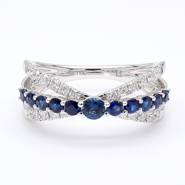 DeScenza Collection Diamond and Sapphire Ring DeScenza Diamonds Boston, MA