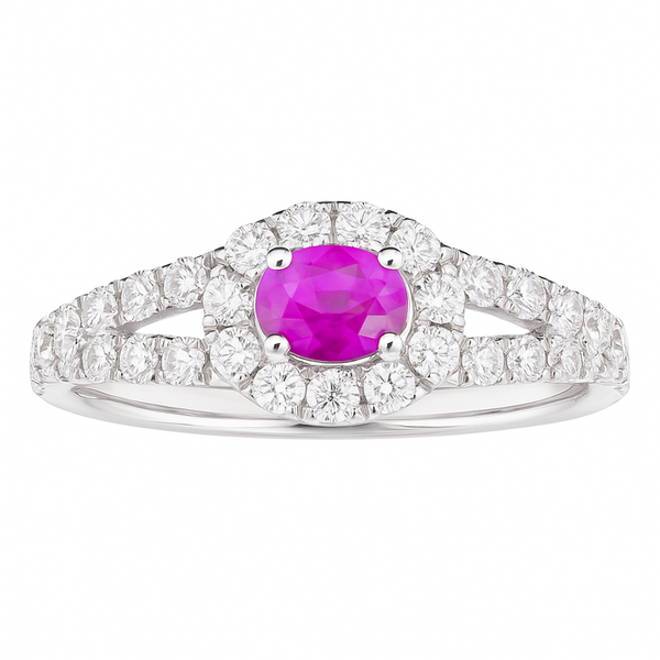 DeScenza Collection Diamond and Pink Sapphire Ring DeScenza Diamonds Boston, MA