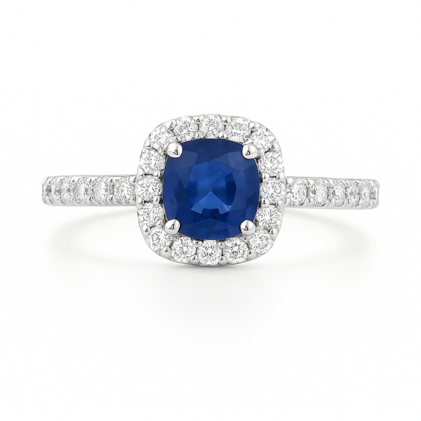 DeScenza Collection Diamond and Sapphire Ring DeScenza Diamonds Boston, MA
