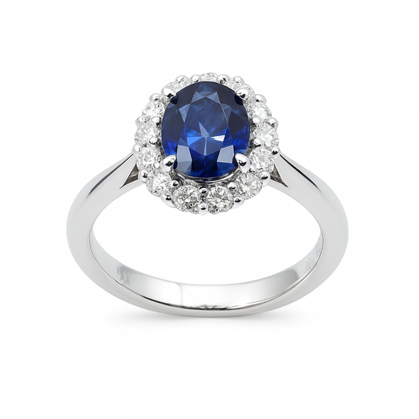 DeScenza Collection Diamond and Sapphire Ring DeScenza Diamonds Boston, MA