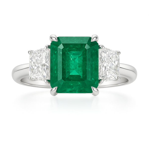DeScenza Collection Diamond and Emerald Ring DeScenza Diamonds Boston, MA