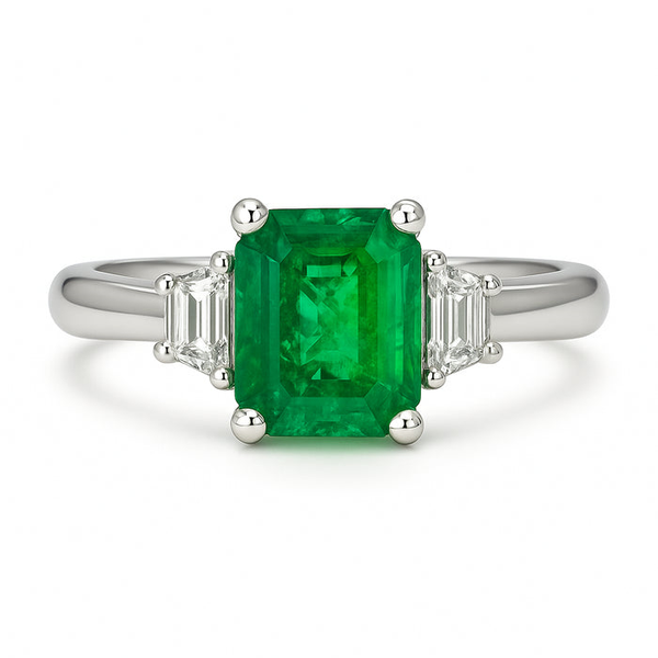 DeScenza Collection Diamond and Emerald Ring DeScenza Diamonds Boston, MA