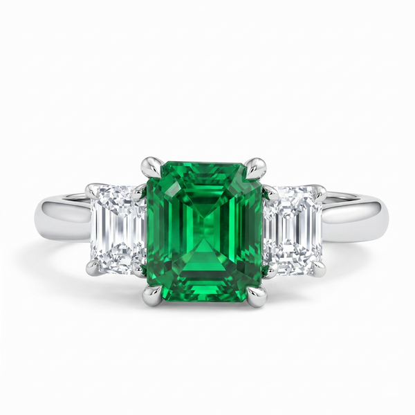 DeScenza Collection Diamond and Emerald Ring DeScenza Diamonds Boston, MA