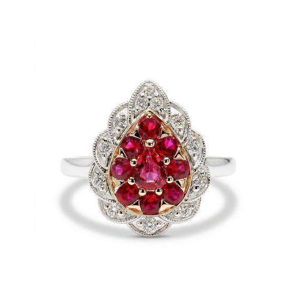 DeScenza Collection Diamond and Ruby Ring DeScenza Diamonds Boston, MA