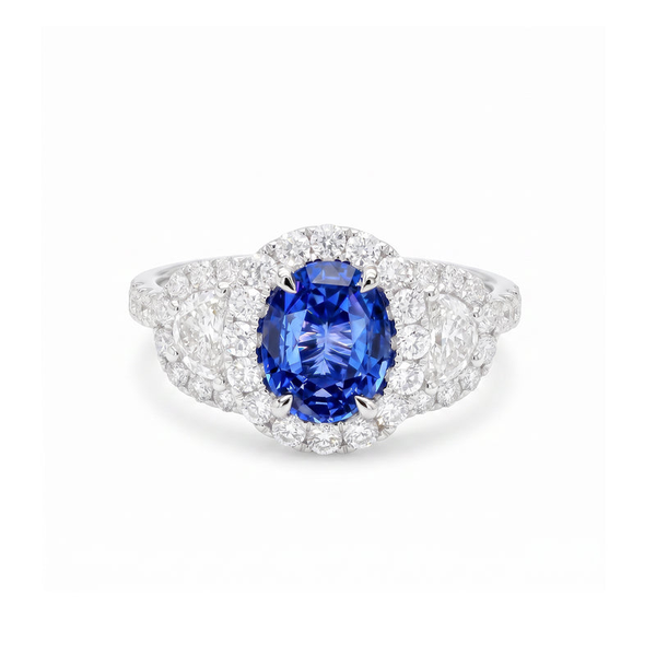 DeScenza Collection Diamond and Sapphire Ring DeScenza Diamonds Boston, MA