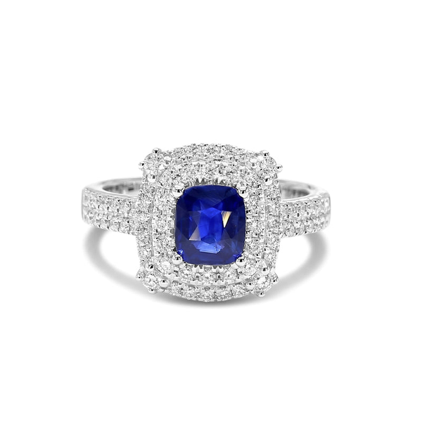 DeScenza Collection Diamond and Sapphire Ring DeScenza Diamonds Boston, MA