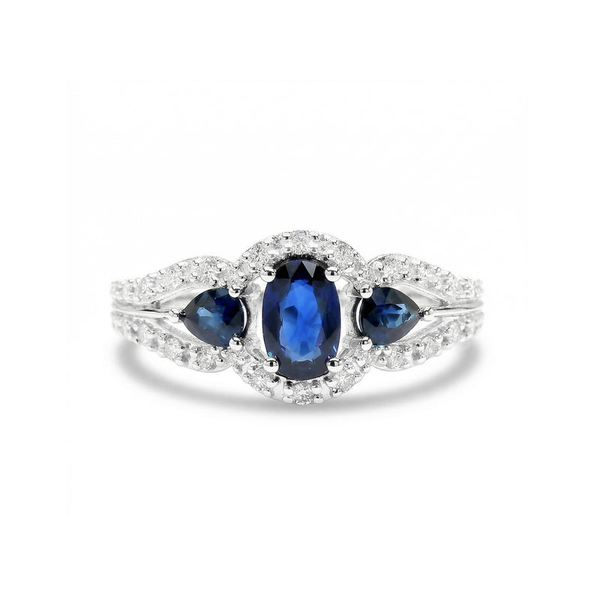 DeScenza Collection Diamond and Sapphire Ring DeScenza Diamonds Boston, MA
