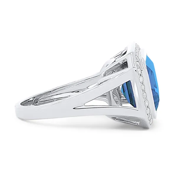 DeScenza Collection Diamond and Blue Topaz Ring Image 2 DeScenza Diamonds Boston, MA