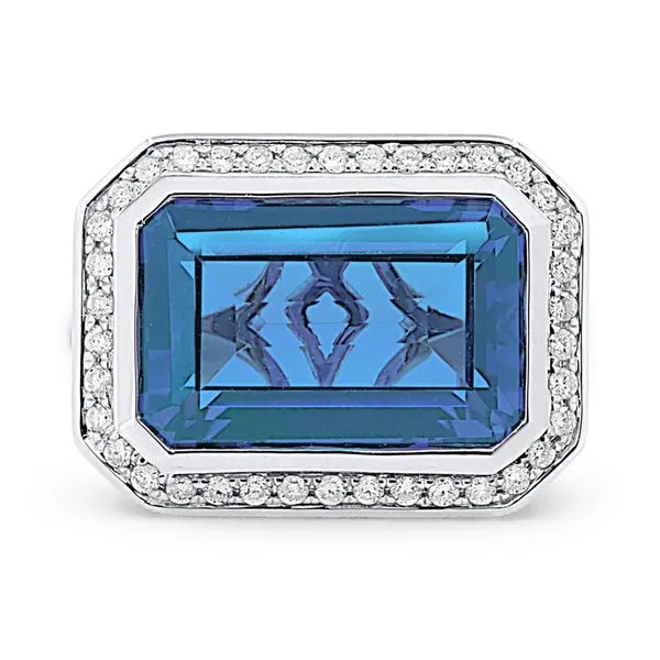 DeScenza Collection Diamond and Blue Topaz Ring Image 3 DeScenza Diamonds Boston, MA