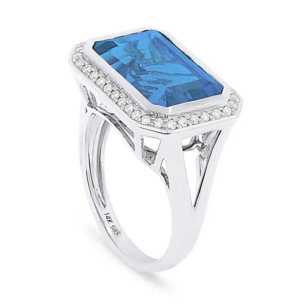 DeScenza Collection Diamond and Blue Topaz Ring DeScenza Diamonds Boston, MA