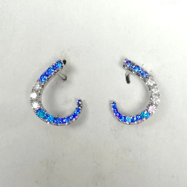Frederic Sage Sapphire and Diamond Earrings DeScenza Diamonds Boston, MA