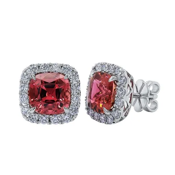 DeScenza Collection Pink Tourmaline and Diamond Earrings Image 2 DeScenza Diamonds Boston, MA