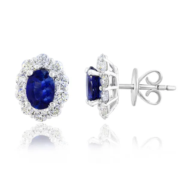 DeScenza Collection Diamond and Sapphire Earrings DeScenza Diamonds Boston, MA