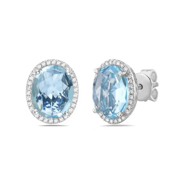 DeScenza Collection Diamond and Blue Topaz Earrings DeScenza Diamonds Boston, MA