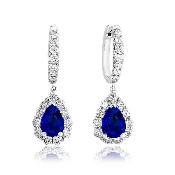 DeScenza Collection Diamond and Sapphire Earrings DeScenza Diamonds Boston, MA