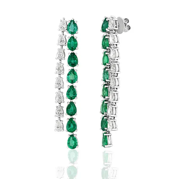 DeScenza Collection Diamond and Emerald Earrings DeScenza Diamonds Boston, MA