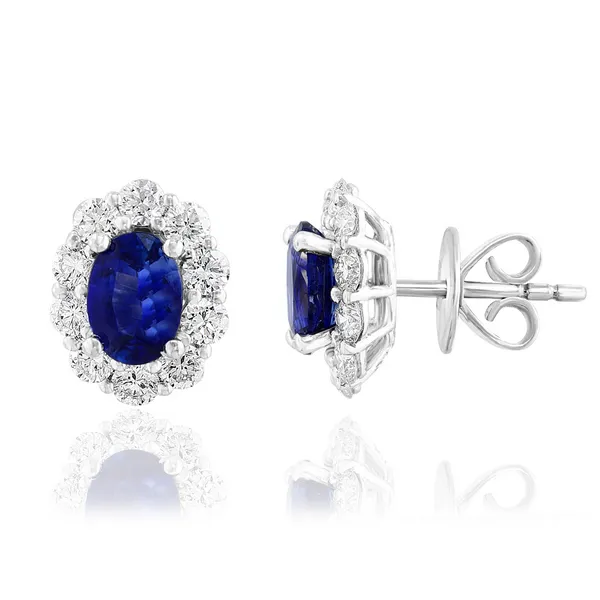 DeScenza Collection Diamond and Sapphire Earrings DeScenza Diamonds Boston, MA