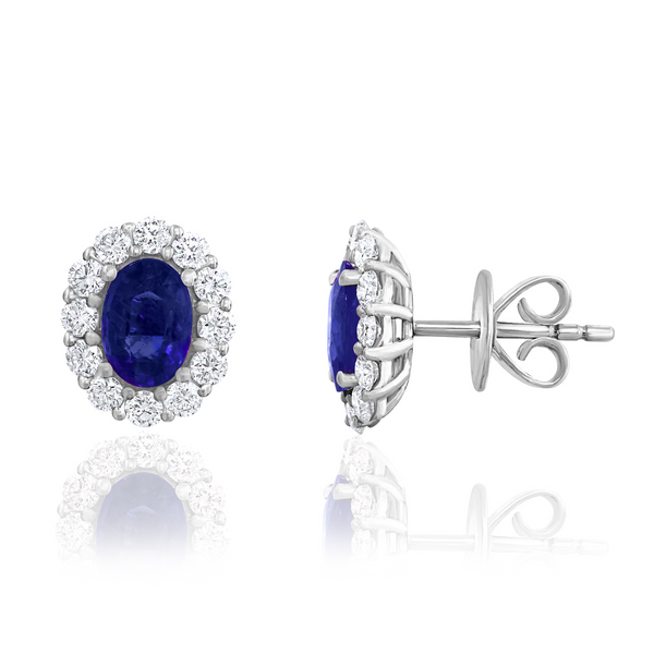 DeScenza Collection Diamond and Sapphire Earrings DeScenza Diamonds Boston, MA