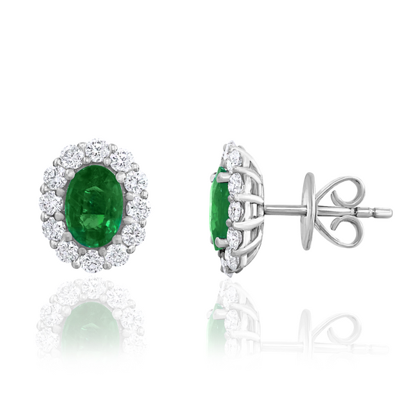DeScenza Collection Diamond and Emerald Earrings DeScenza Diamonds Boston, MA