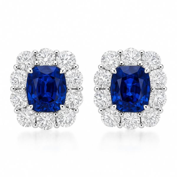 DeScenza Collection Diamond and Sapphire Earrings DeScenza Diamonds Boston, MA