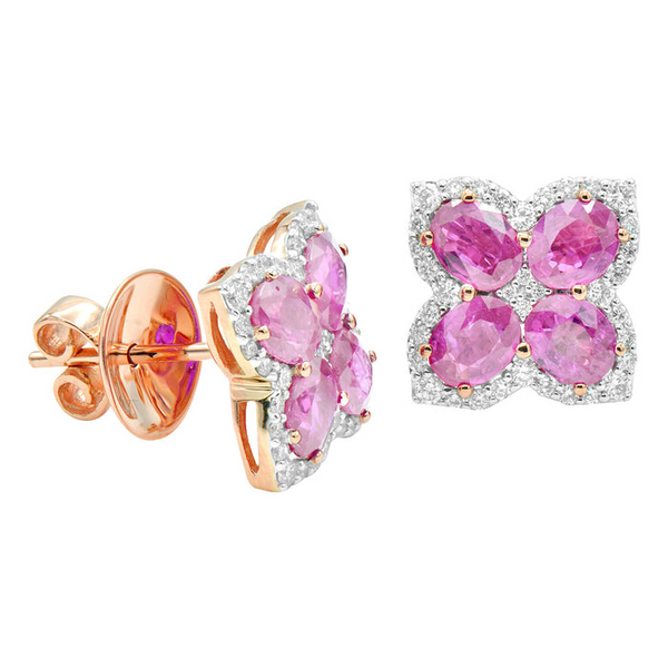 DeScenza Collection Diamond and Pink Sapphire Earrings DeScenza Diamonds Boston, MA