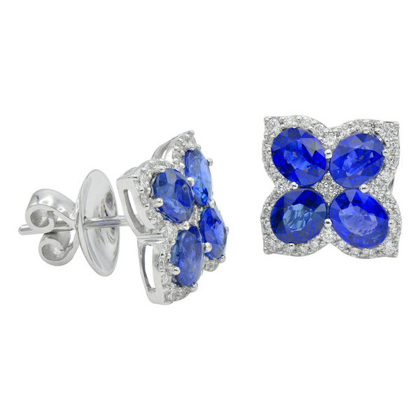 DeScenza Collection Diamond and Sapphire Earrings DeScenza Diamonds Boston, MA