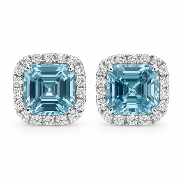 DeScenza Collection Diamond and Aqua Earrings DeScenza Diamonds Boston, MA