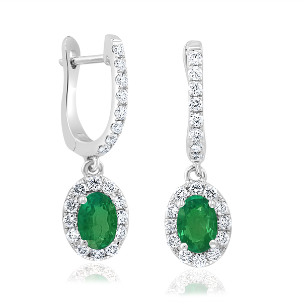 DeScenza Collection Diamond and Emerald Earrings DeScenza Diamonds Boston, MA