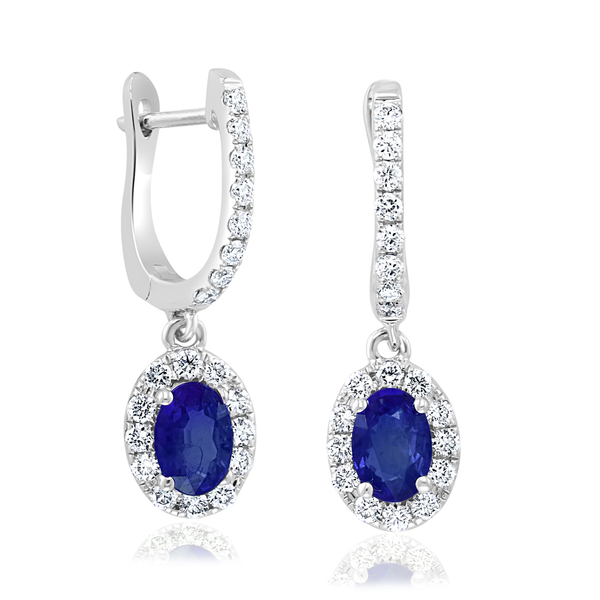 DeScenza Collection Diamond and Sapphire Earrings DeScenza Diamonds Boston, MA