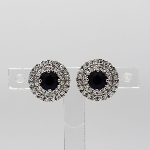 DeScenza Collection Diamond and Sapphire Earrings DeScenza Diamonds Boston, MA
