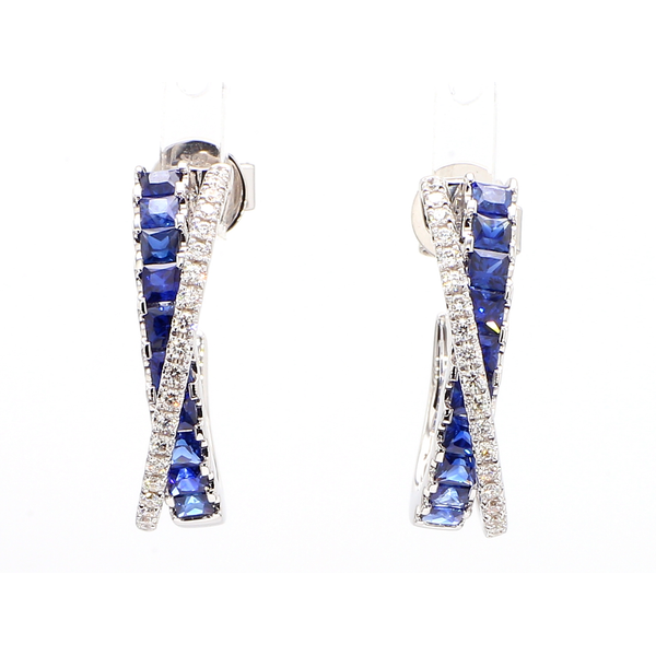 DeScenza Collection Diamond and Sapphire Earrings DeScenza Diamonds Boston, MA