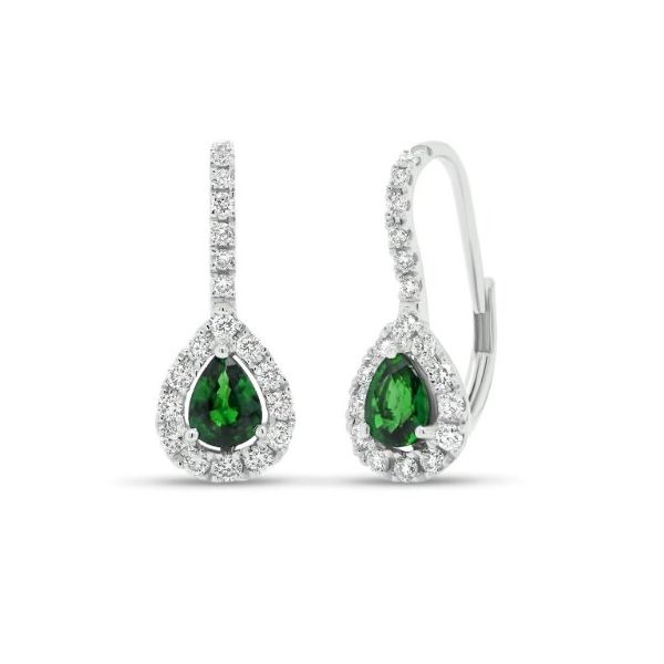 DeScenza Collection Diamond and Emerald Earrings DeScenza Diamonds Boston, MA
