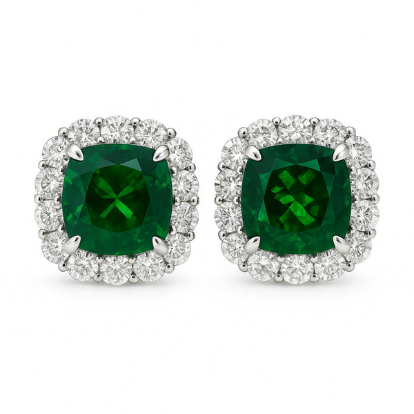 DeScenza Collection Diamond and Tsavorite Garnet Earrings DeScenza Diamonds Boston, MA