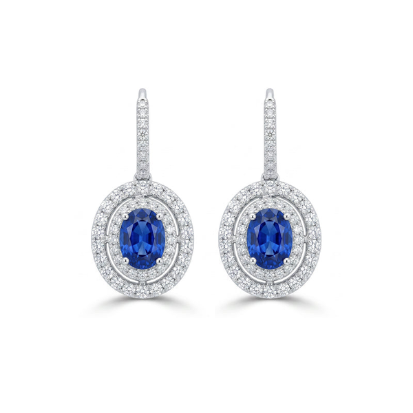 DeScenza Collection Diamond and Sapphire Earrings DeScenza Diamonds Boston, MA