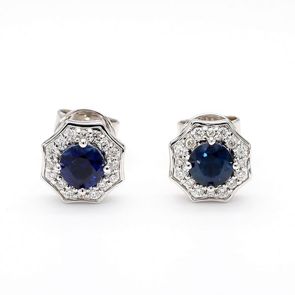 DeScenza Collection Diamond and Sapphire Earrings DeScenza Diamonds Boston, MA