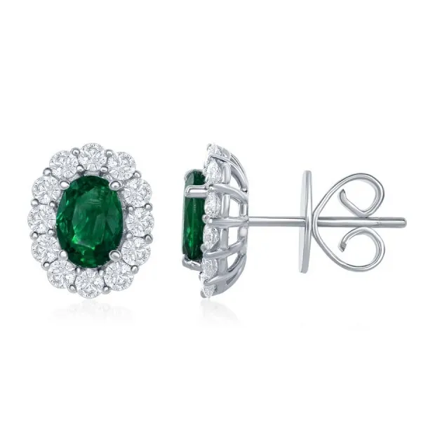 DeScenza Collection Diamond and Emerald Earrings DeScenza Diamonds Boston, MA