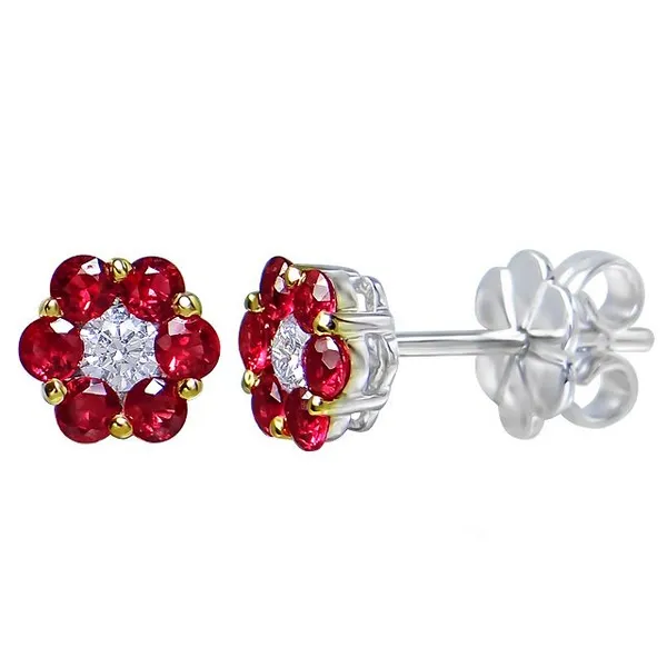 DeScenza Collection Ruby and Diamond Cluster Earrings similar item image