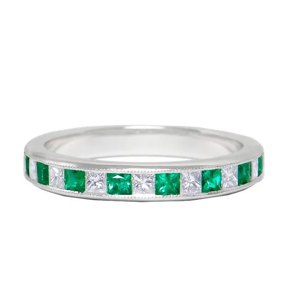 Emerald and Diamond Band DeScenza Diamonds Boston, MA