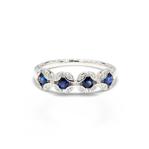DeScenza Collection Diamond and Sapphire Ring DeScenza Diamonds Boston, MA