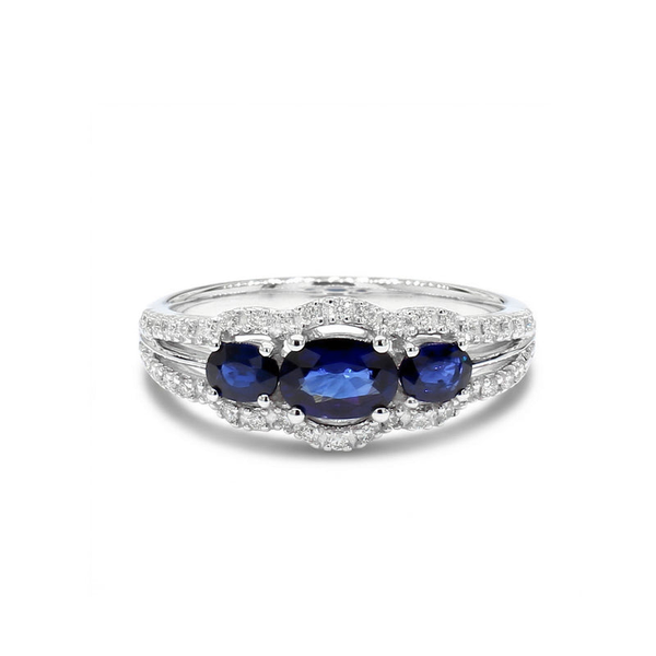 DeScenza Collection Diamond and Sapphire Ring DeScenza Diamonds Boston, MA