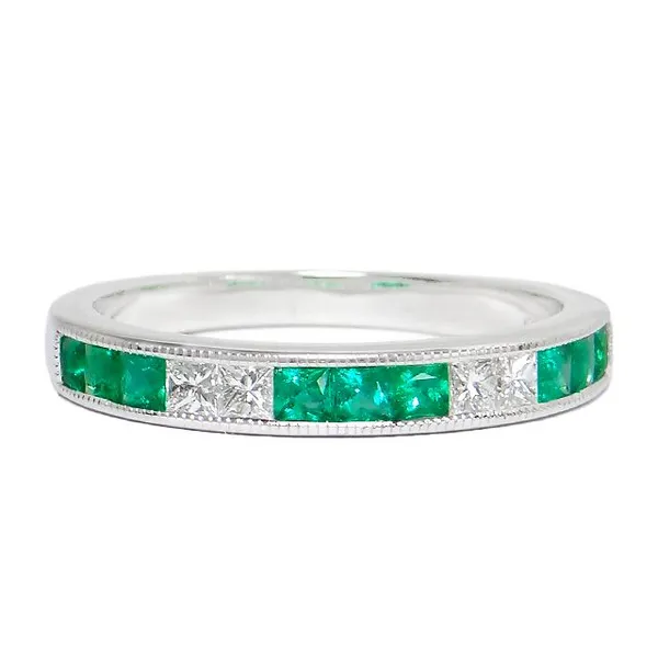 Emerald and Diamond Band DeScenza Diamonds Boston, MA