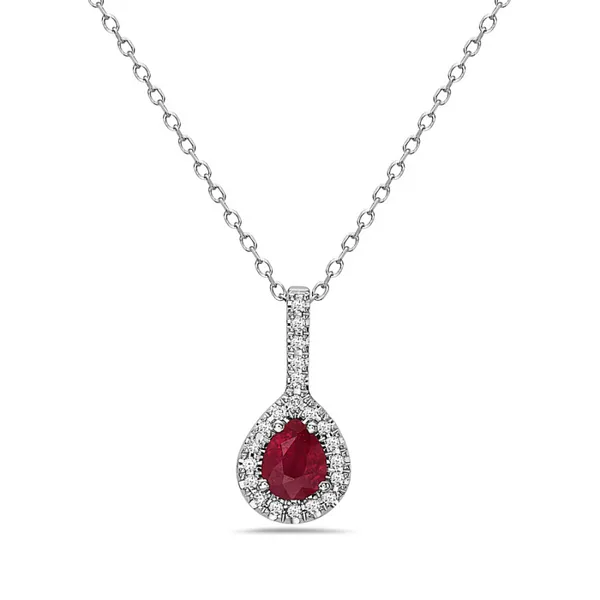 White Gold Diamond & Ruby Pendant DeScenza Diamonds Boston, MA