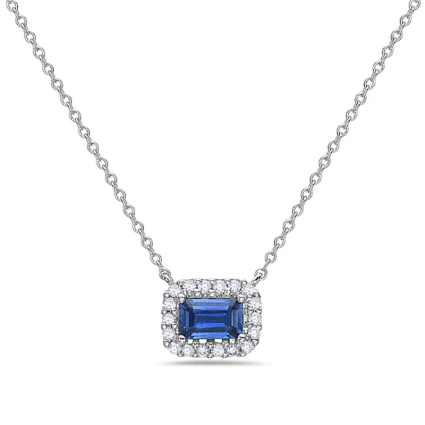 White Gold Diamond & Sapphire Pendant DeScenza Diamonds Boston, MA